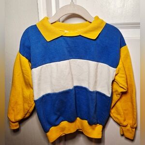 Vintage 80s Collared Colorblock Kids Pullover Made in Canada (6)